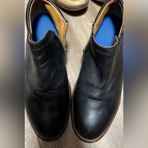 Xena black leather steel toe booties